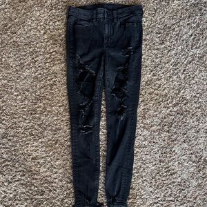 American Eagle Outfitters Ripped Black Skinny Jeans